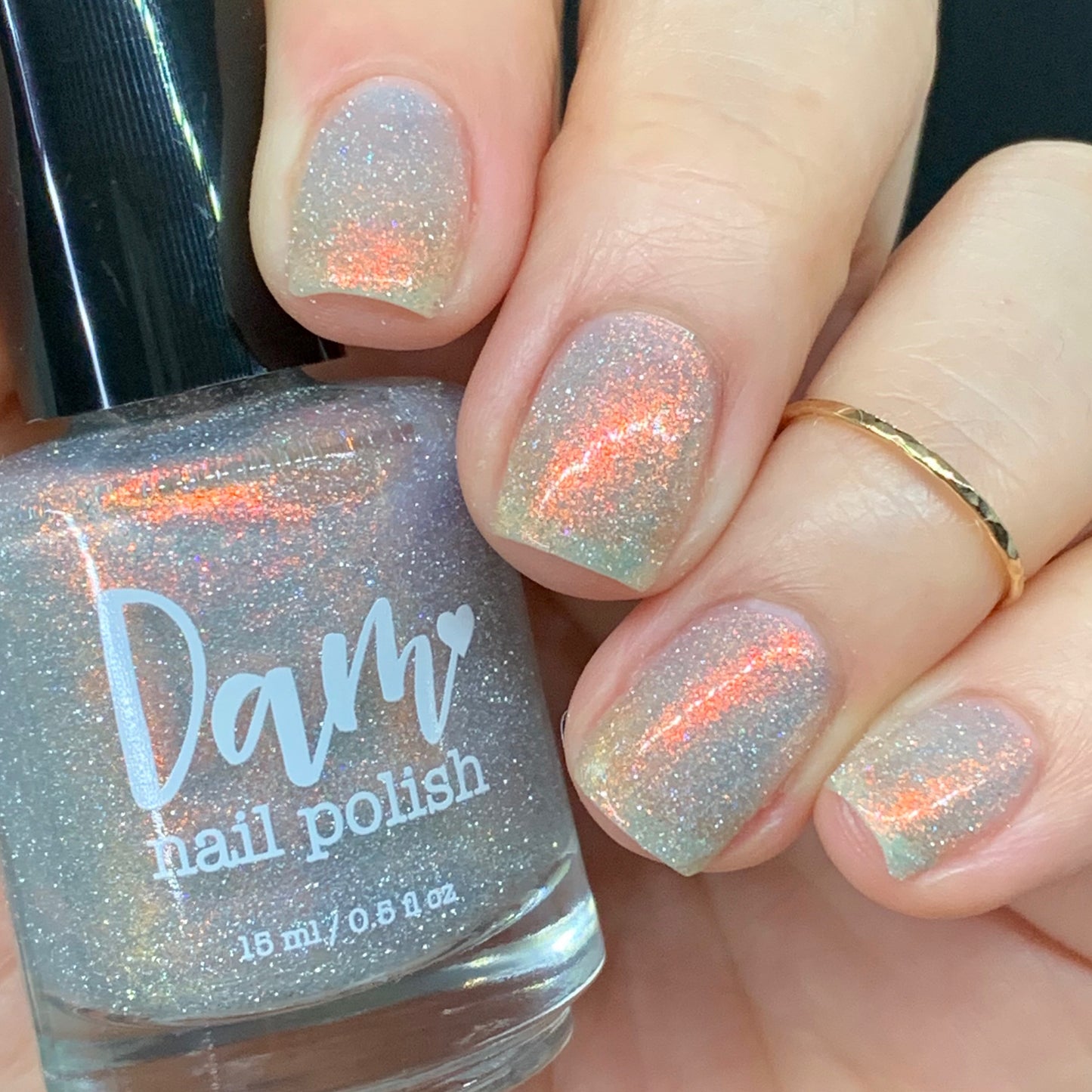 Regret Nothing - Orange Gold Shimmer - Silver Reflective Nail Polish - Glitter Nail Polish - Life is Short Collection - Dam Nail Polish