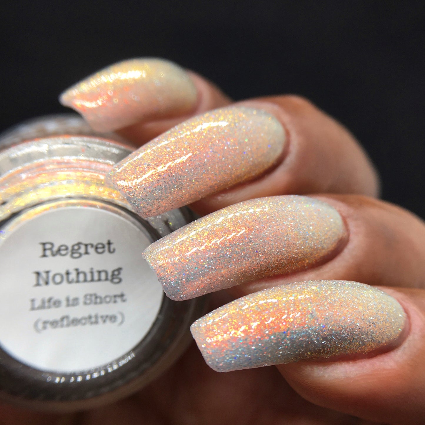 Regret Nothing - Orange Gold Shimmer - Silver Reflective Nail Polish - Glitter Nail Polish - Life is Short Collection