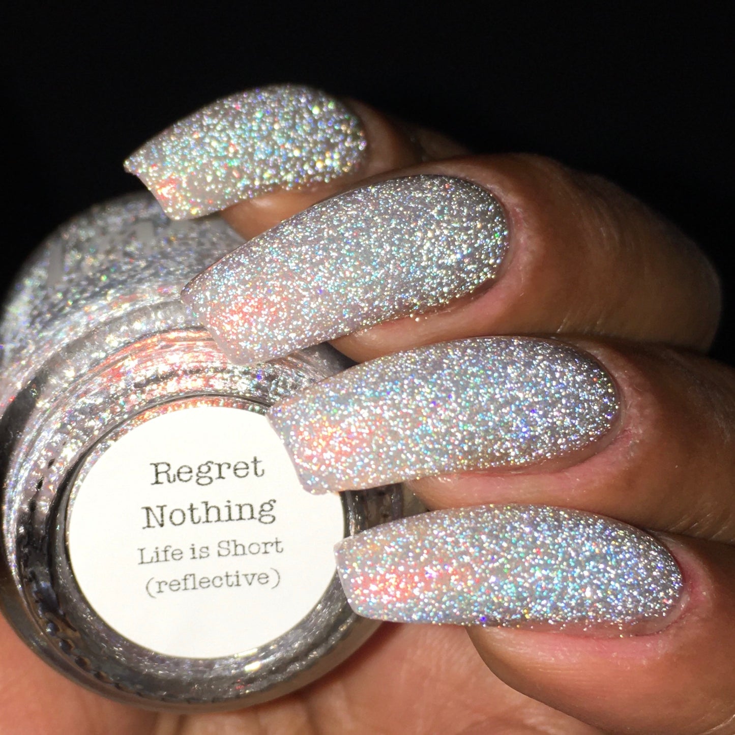 Regret Nothing - Orange Gold Shimmer - Silver Reflective Nail Polish - Glitter Nail Polish - Life is Short Collection