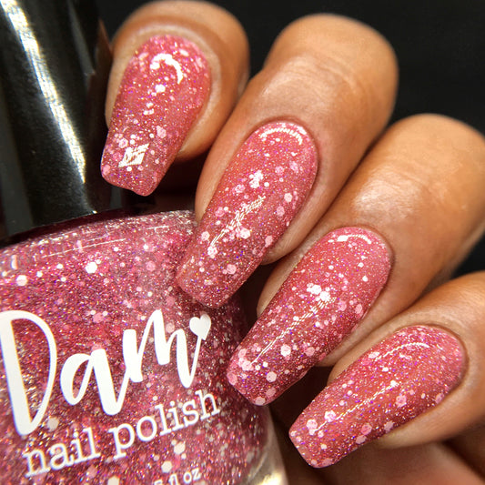 Serious Slumber - Pink Reflective Glitter Nail Polish - Hibernation Collection - Dam