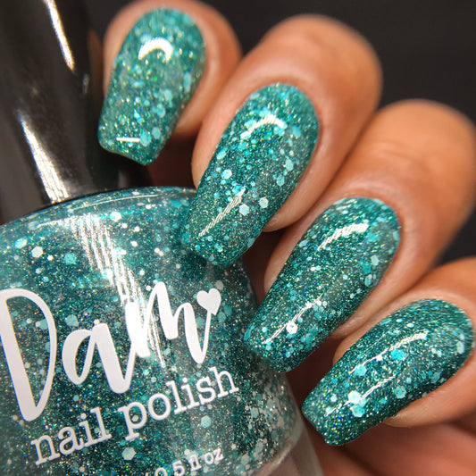 Snooze Till Spring - Teal Reflective Glitter Nail Polish - Hibernation Collection - Dam Nail Polish