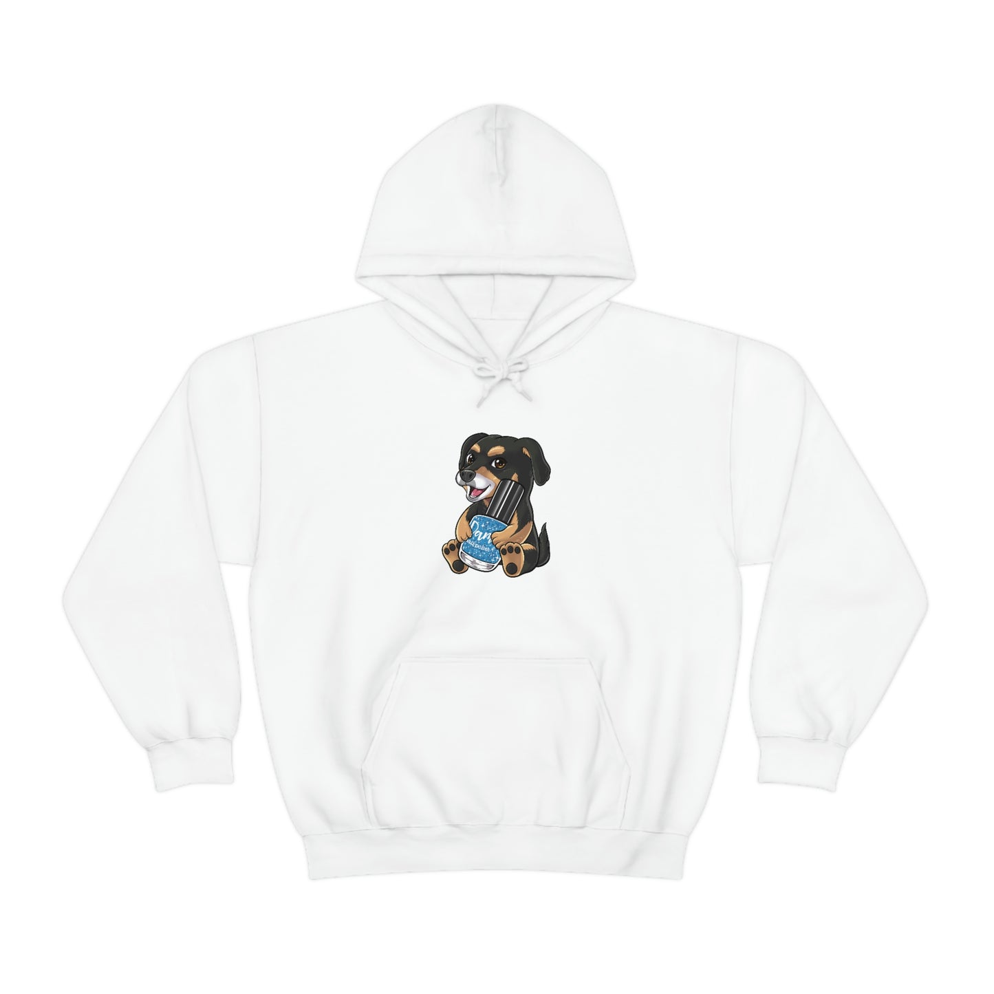 Snickers the Polish Loving Puppy - Unisex Heavy Blend™ Hooded Sweatshirt - Dam Nail Polish