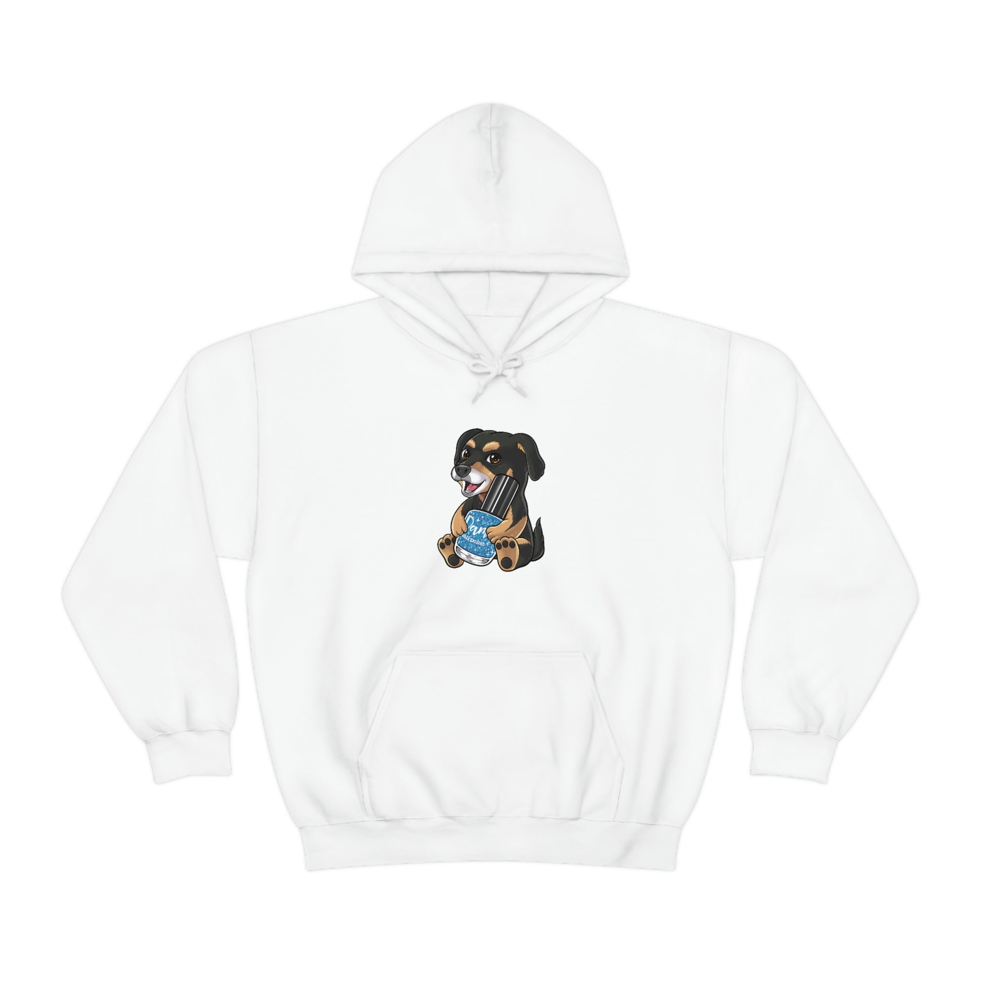 Snickers the Polish Loving Puppy - Unisex Heavy Blend™ Hooded Sweatshirt - Dam Nail Polish
