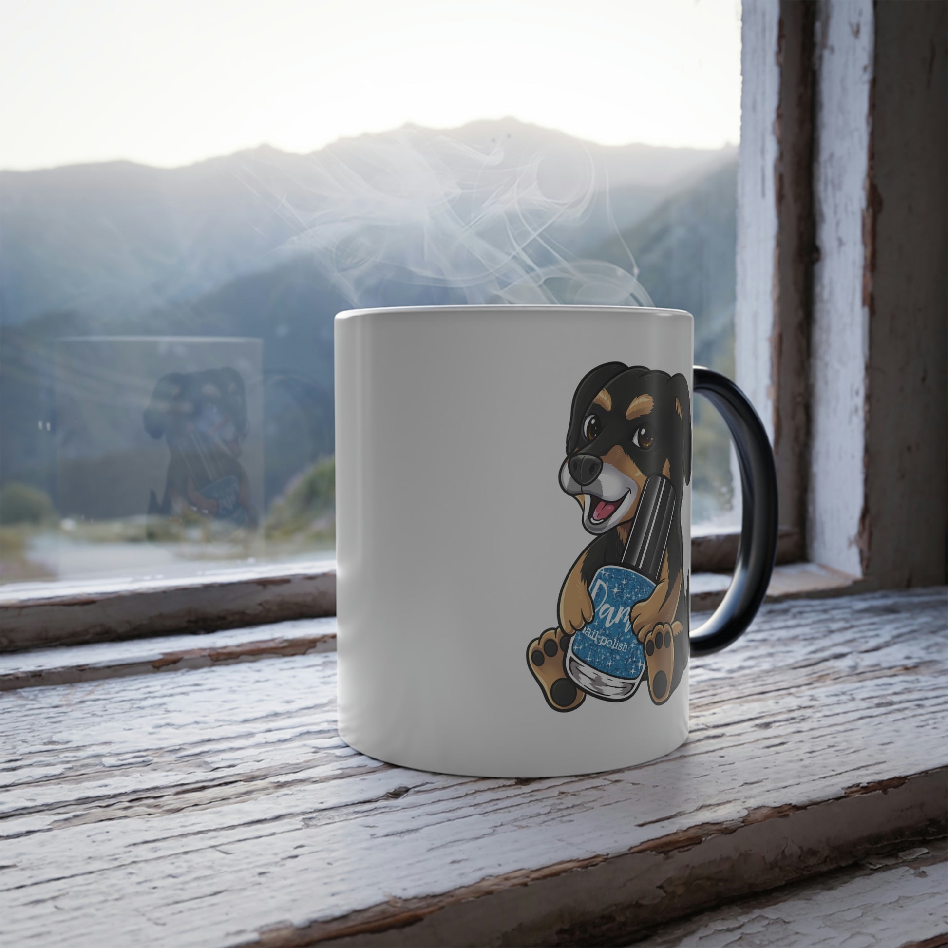 Snickers the Polish Loving Dog - Color Changing Thermal Mug, 11oz - Dam Nail Polish