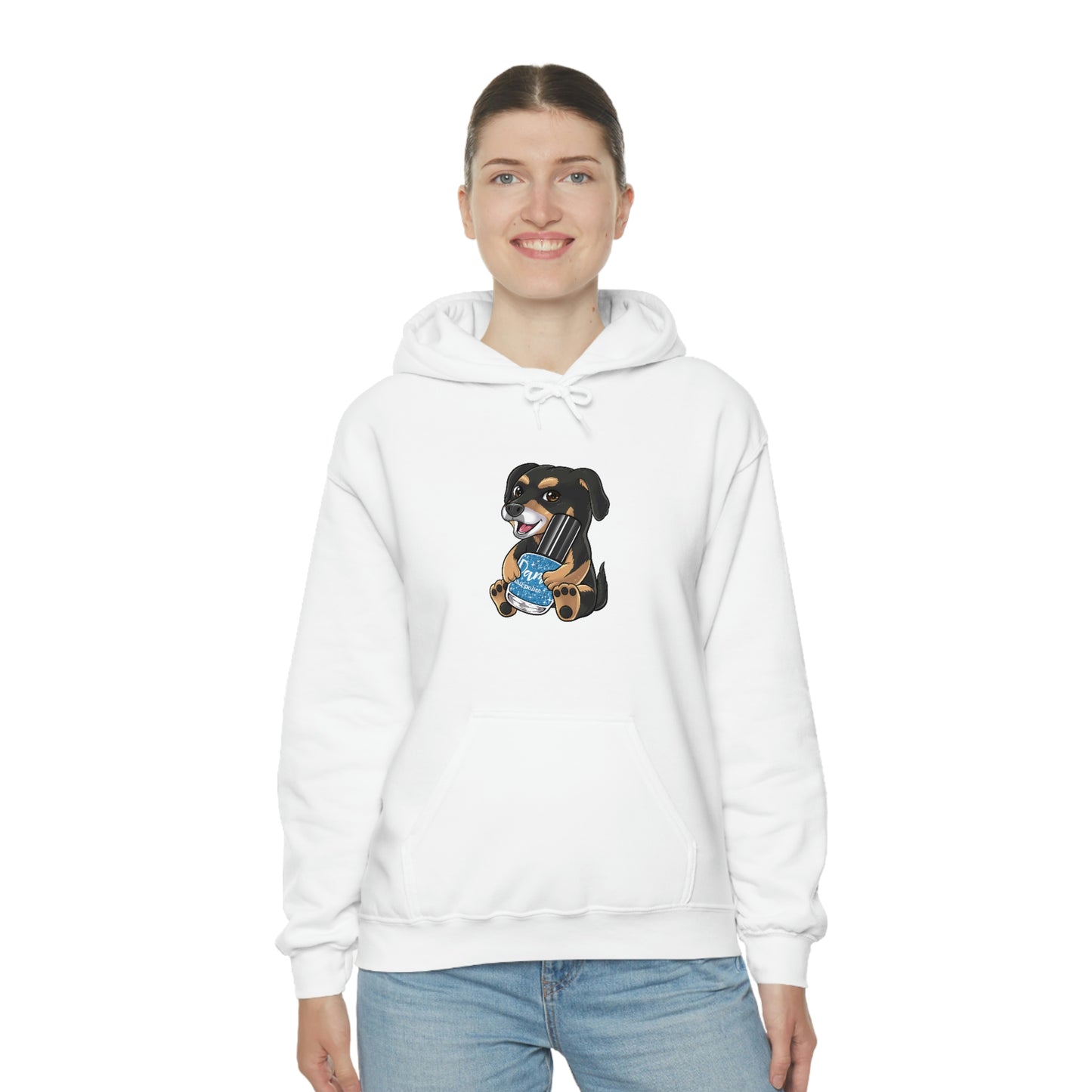 Snickers the Polish Loving Puppy - Unisex Heavy Blend™ Hooded Sweatshirt - Dam Nail Polish