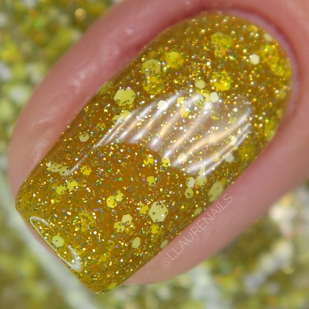 Forty Thousand Winks - Yellow Reflective Glitter Nail Polish - Hibernation Collection - Dam