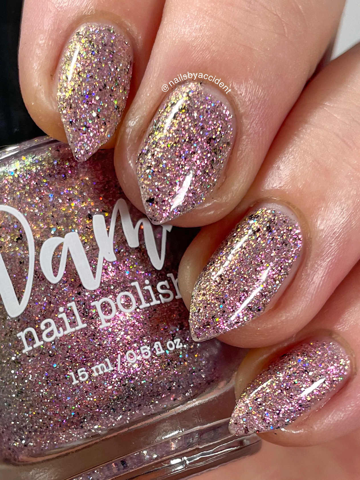 Kirsty - Survivor Series - Pink Gold Shimmer Reflective Glitter Nail Polish - Dam