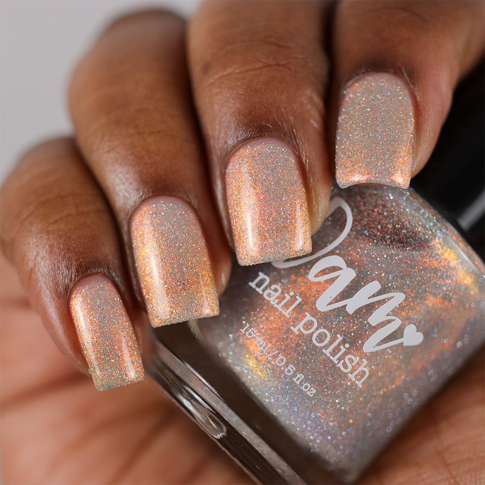 Regret Nothing - Orange Gold Shimmer - Silver Reflective Nail Polish - Glitter Nail Polish - Life is Short Collection