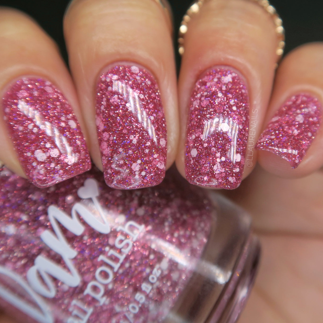 Serious Slumber - Pink Reflective Glitter Nail Polish - Hibernation Collection - Dam