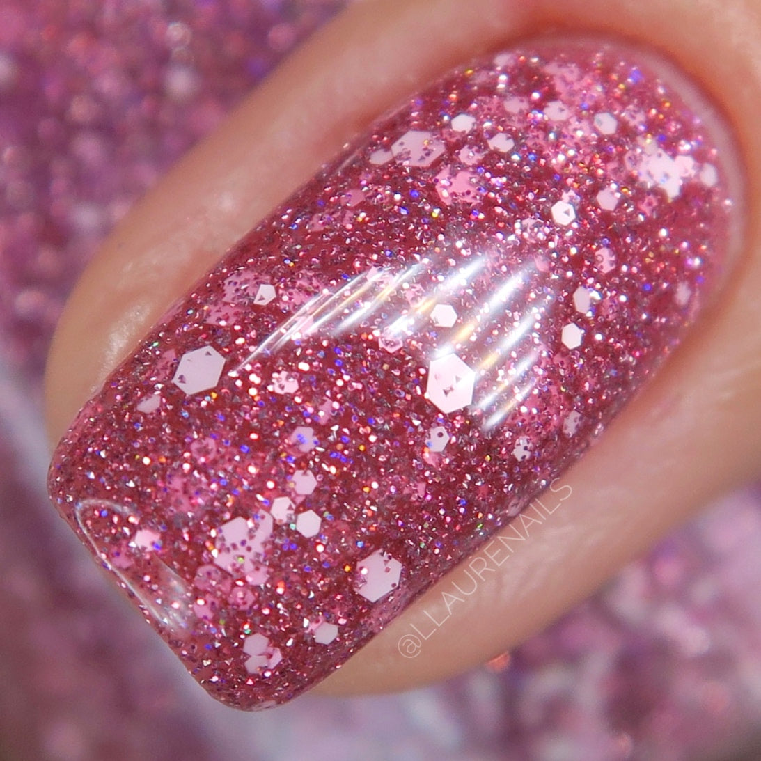 Serious Slumber - Pink Reflective Glitter Nail Polish - Hibernation Collection - Dam
