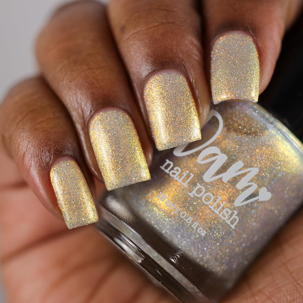 Take That Risk - Yellow Gold Shimmer - Silver Reflective Nail Polish - Glitter Nail Polish - Life is Short Collection