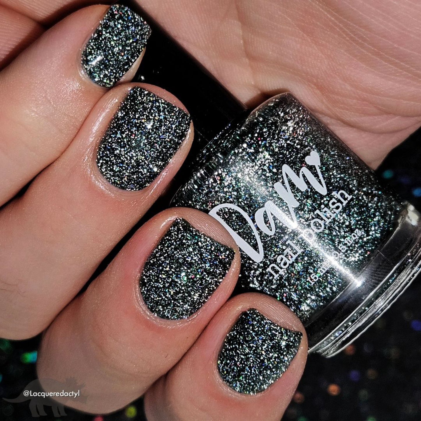 Eternal - Deep Green Reflective Glitter Nail Polish - Bitten Collection - Dam Nail Polish