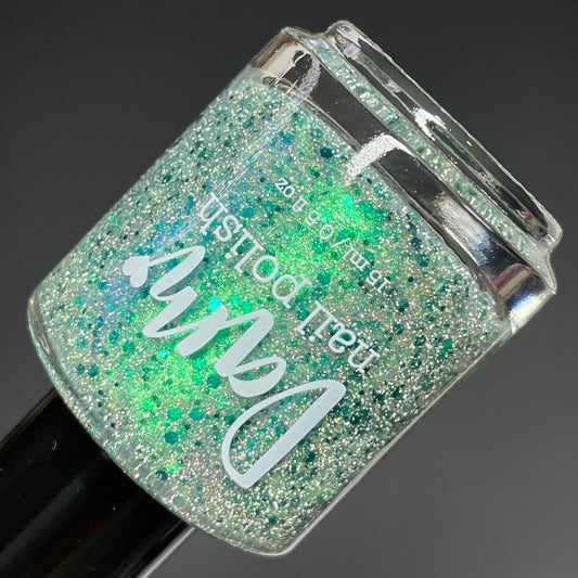 Candy Wrapper’s Delight - Green Silver Nail Polish - Reflective Glitter Nail Polish - Sugar Rush Collection - Dam Nail Polish