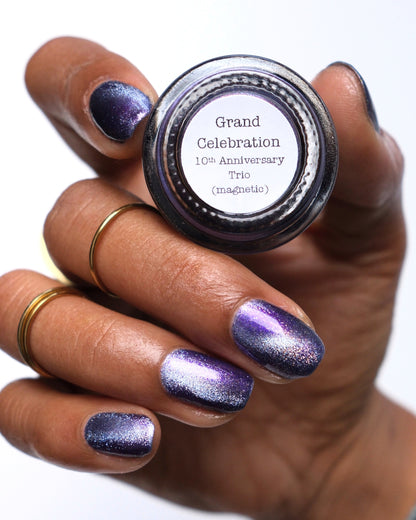 Grand Celebration - Purple Shimmer Magnetic Nail Polish - 10th Anniversary Trio - Dam Nail Polish