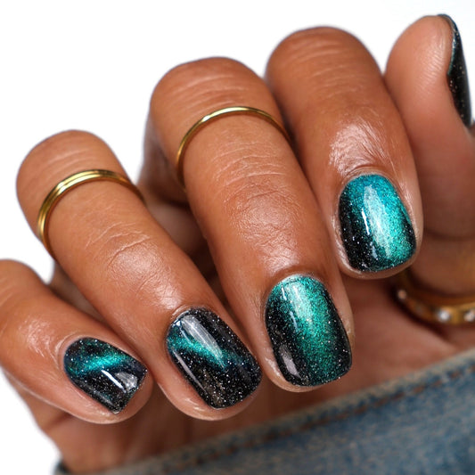 Dog - Black Magnetic Nail Polish - Green Teal Magnetic Nail Polish - Chinese Zodiac Collection