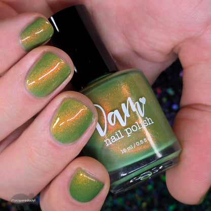 Whatever This Is, Yes. - Green Shimmer Nail Polish - Glow in the Dark Nail Polish - Prugly Polish Pals Facebook Group Custom 2025 - Dam Nail Polish