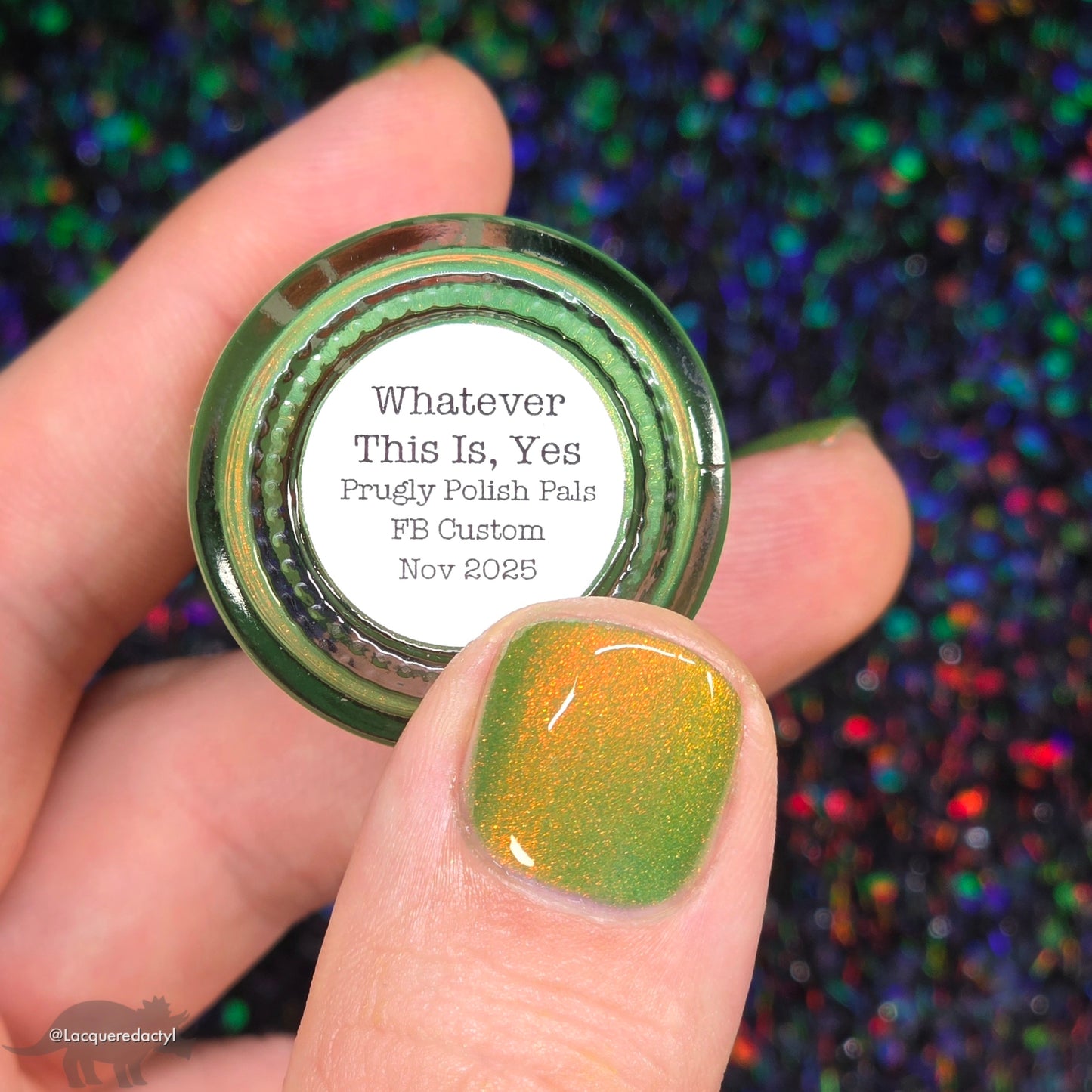 ** COMING SOON 11/1 NOON ET - Whatever This Is, Yes. - Green Shimmer Nail Polish - Glow in the Dark Nail Polish - Prugly Polish Pals Facebook Group Custom 2025