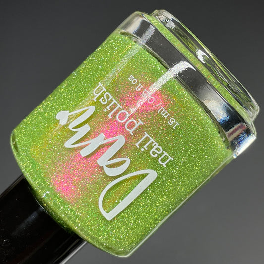Clover Achiever - Green Nail Polish - Reflective Glitter Nail Polish - The Secret Fairy Garden - Dam Nail Polish