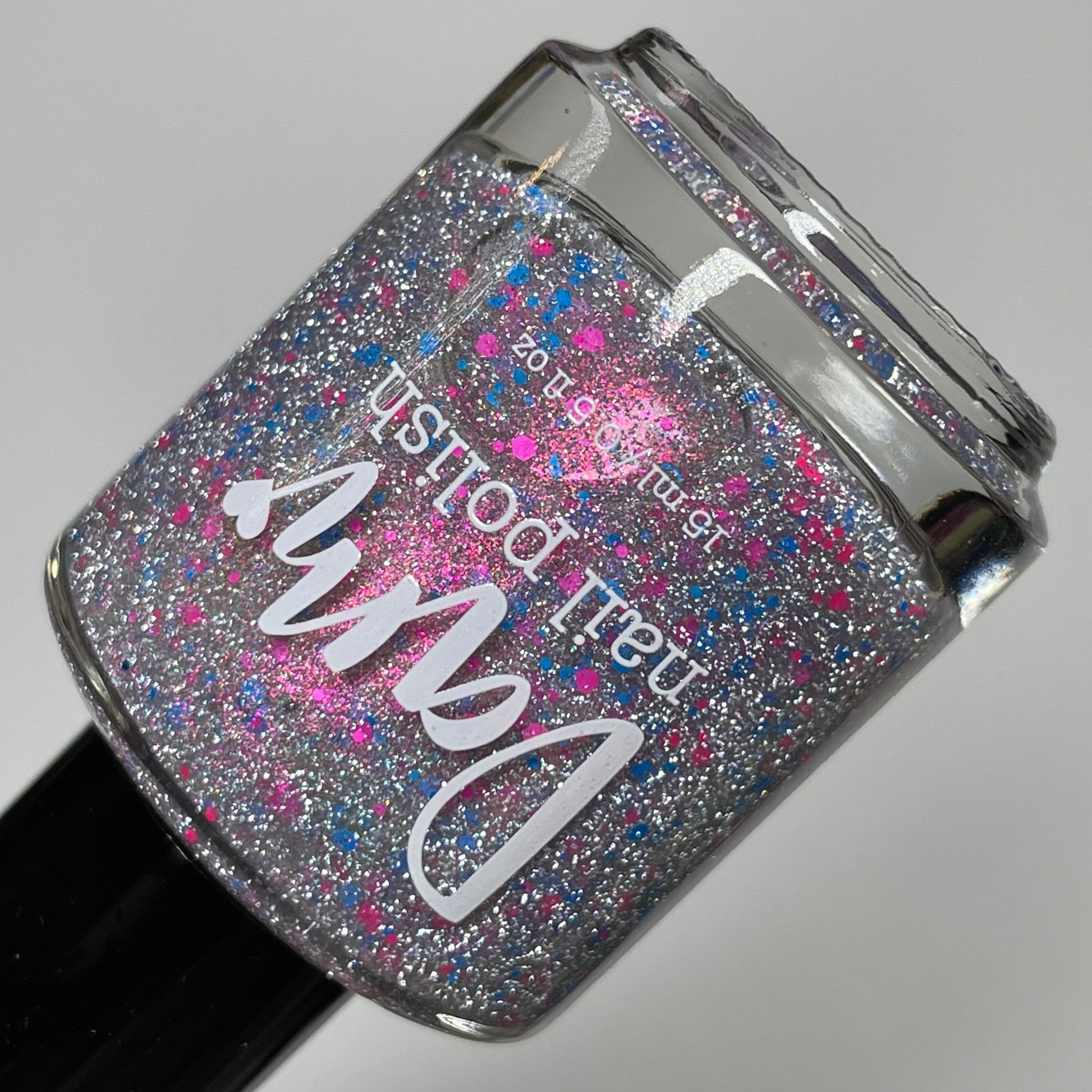 Squid Pro Quo - Pink Silver Nail Polish - Reflective Glitter Nail Polish - Squids Fly High Sibling - Dam Nail Polish