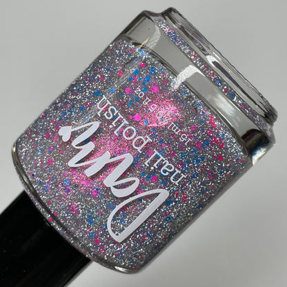 Squid Pro Quo - Pink Silver Nail Polish - Reflective Glitter Nail Polish - Squids Fly High Sibling - Dam Nail Polish