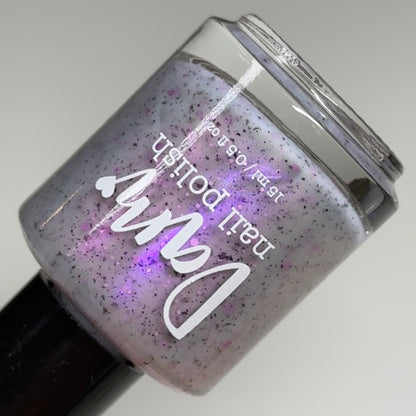 Blinging Blizzard - White Crelly -  Purple Glitter Nail Polish - Shimmer Nail Polish - Stormy Siblings Collection