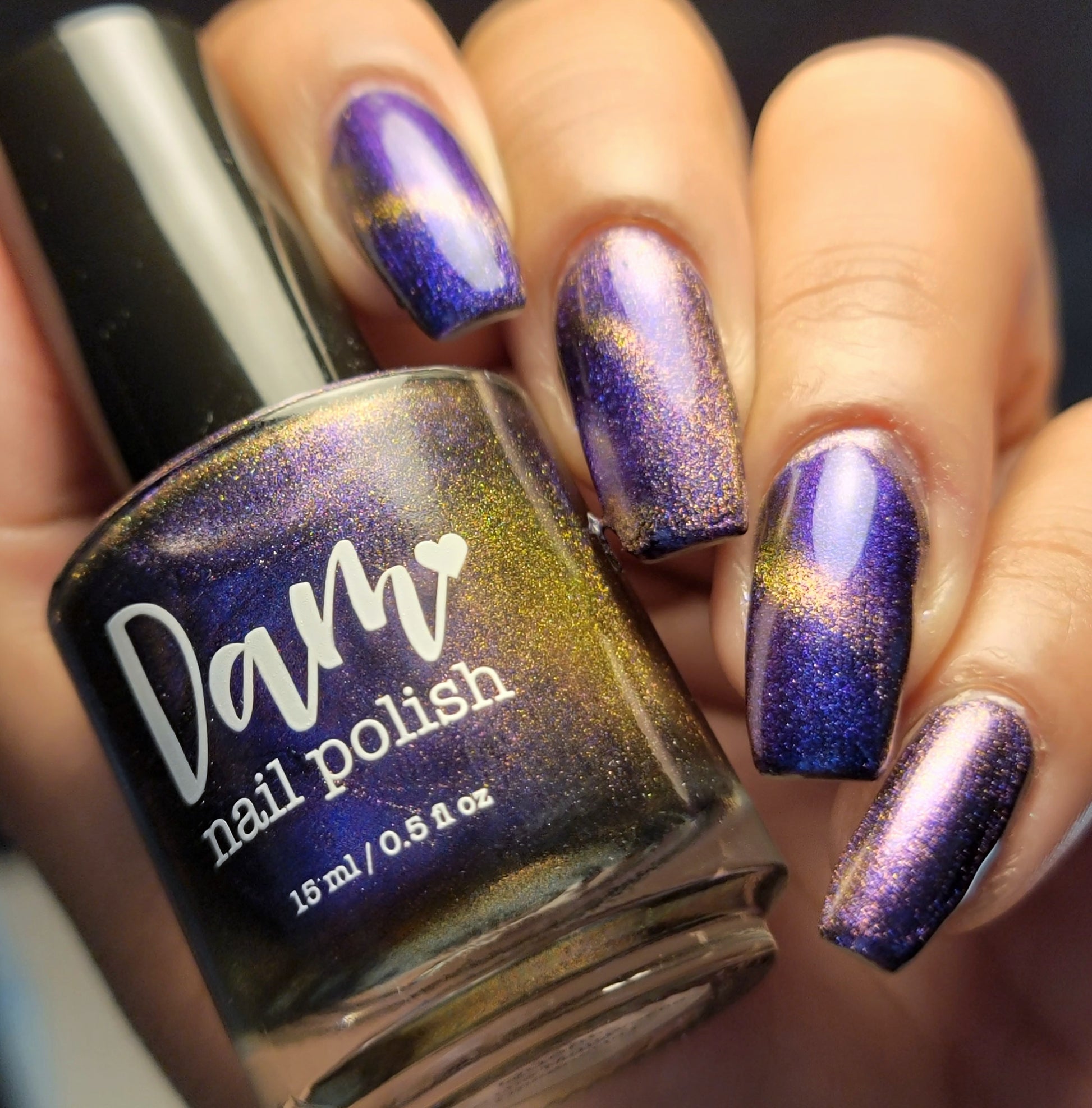 Quantum Quest - Shifting Multichrome Magnetic Nail Polish - Shifts Blue and Purple - Into the Multiverse Collection - Dam Nail Polish