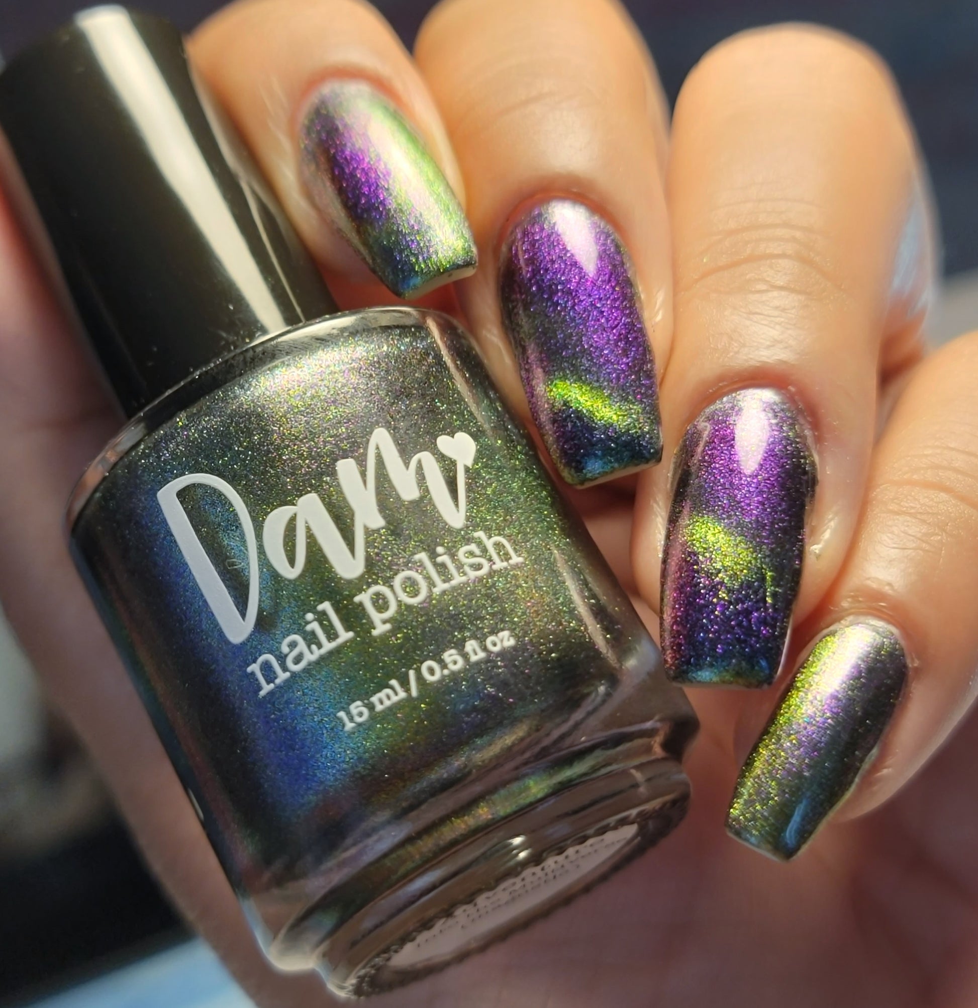 Alternate Adventure - Shifting Multichrome Magnetic Indie Nail Polish - Shifts Green, Blue, and Purple - Into the Multiverse Collection - Dam Nail Polish