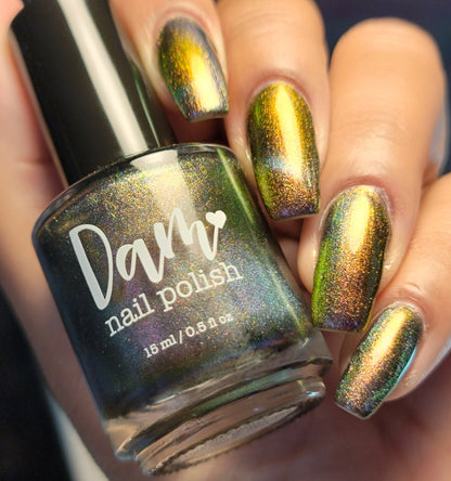 Omniverse Odyssey - Shifting Multichrome Magnetic Nail Polish - Shifts Pink, Bronze, and Green - Into the Multiverse Collection - Dam Nail Polish