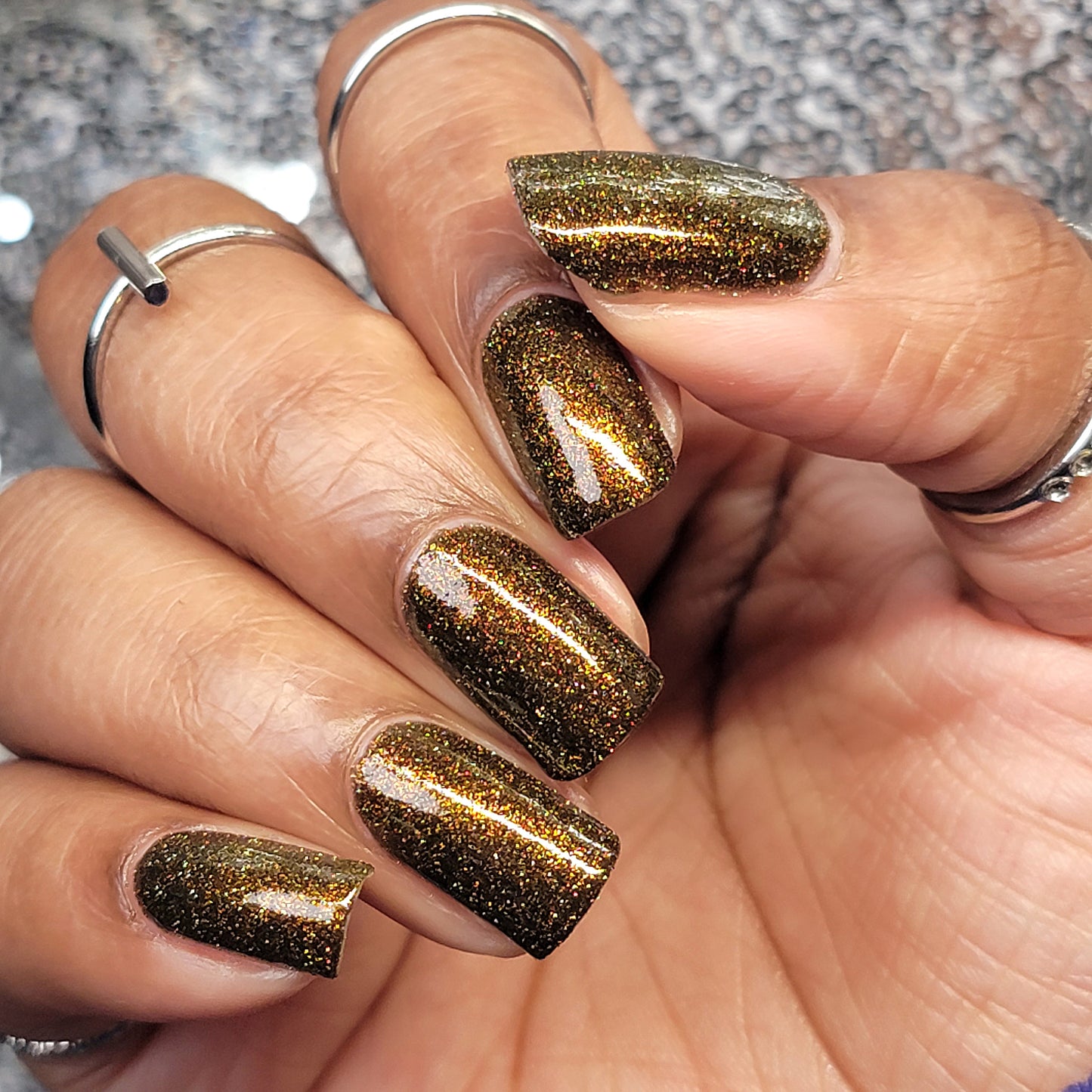 Champagne Sparkle - Black Reflective Glitter Nail Polish - Nostalgia Trends Custom - 1920s Fashion Themed