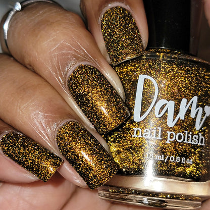 Champagne Sparkle - Black Reflective Glitter Nail Polish - Nostalgia Trends Custom - 1920s Fashion Themed - Dam Nail Polish