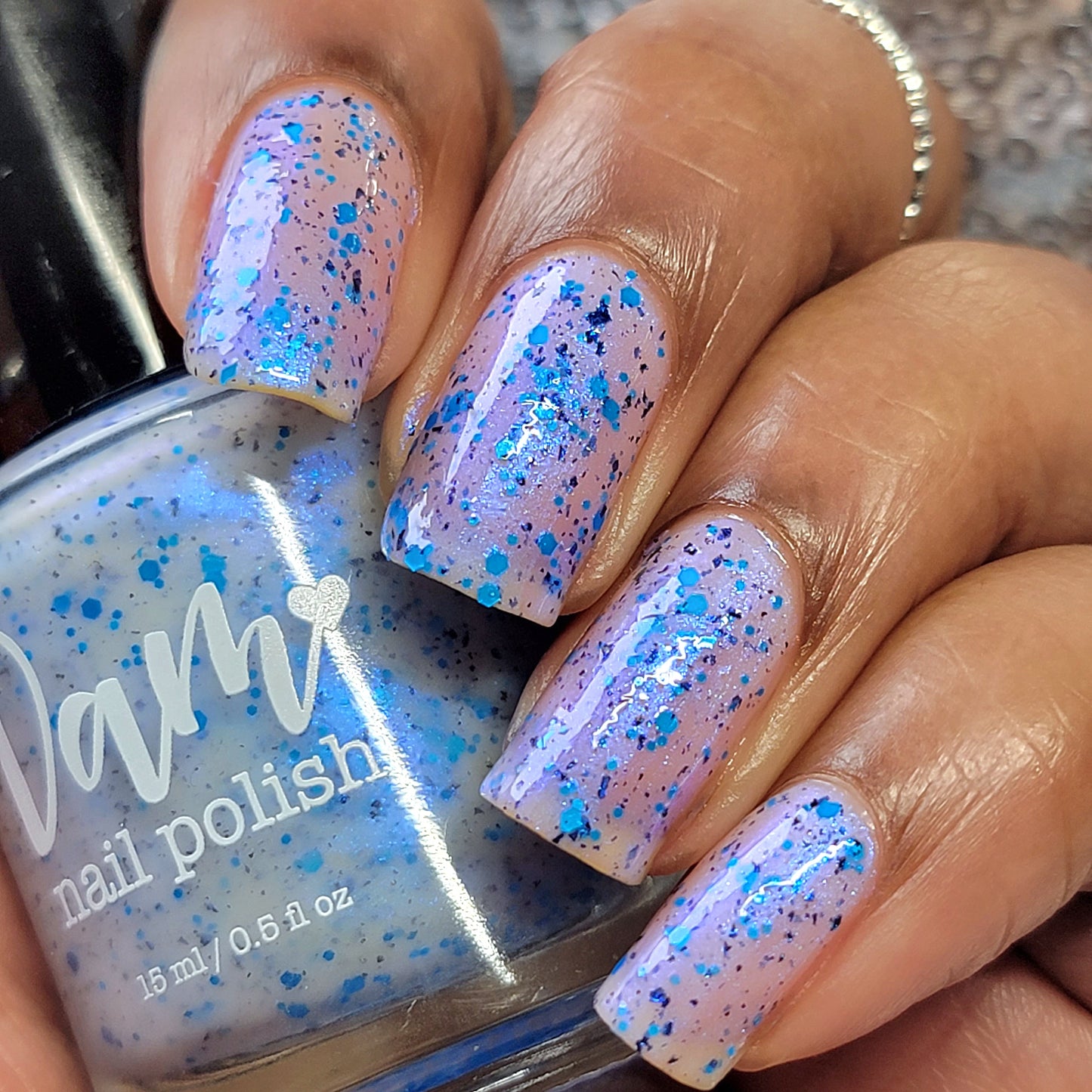 Flashing Flood - White Crelly - Neon Blue Glitter Nail Polish - Shimmer Nail Polish - Stormy Siblings Collection