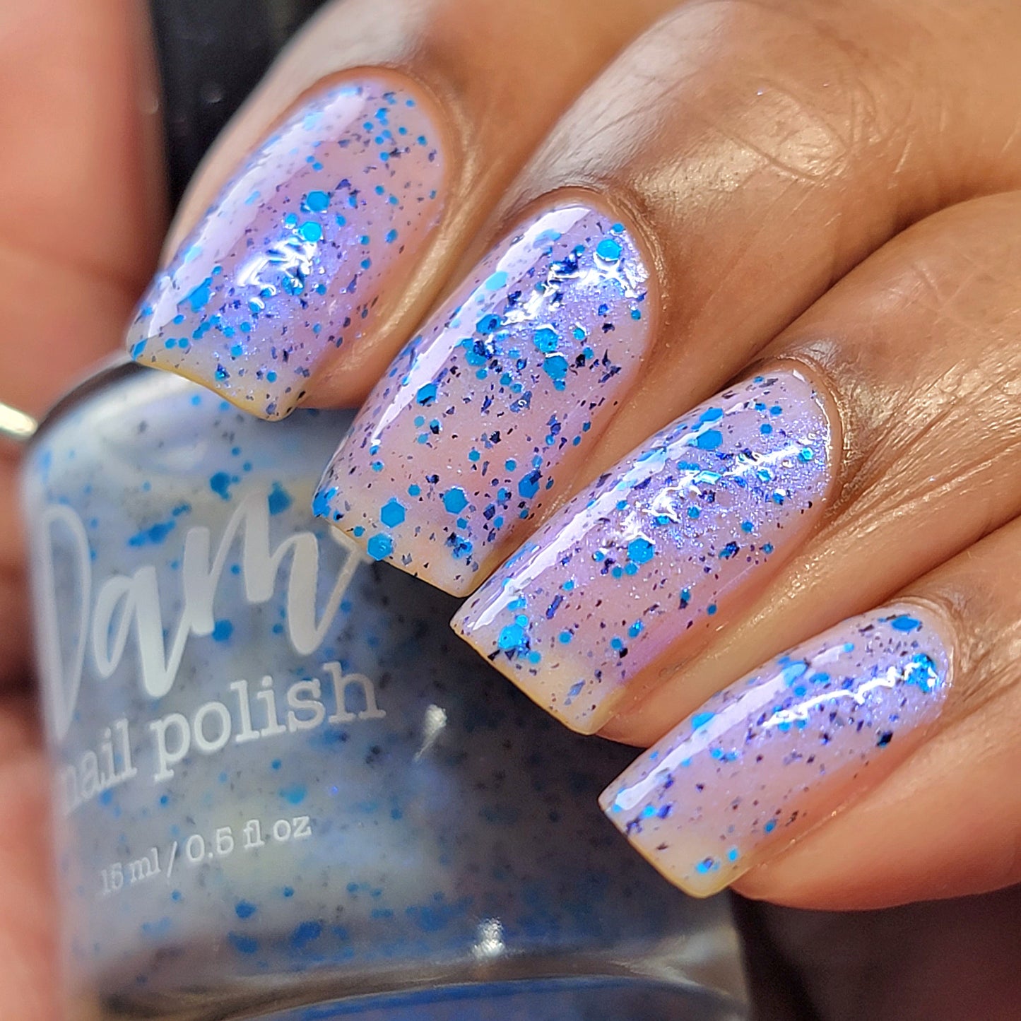 Flashing Flood - White Crelly - Neon Blue Glitter Nail Polish - Shimmer Nail Polish - Stormy Siblings Collection