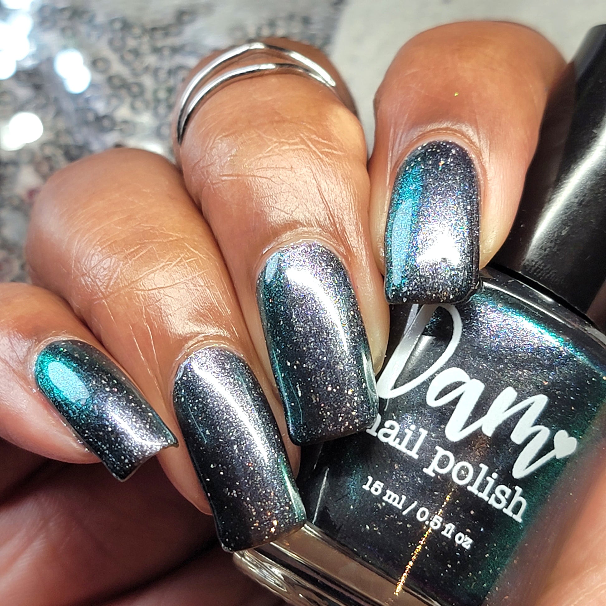 Chuck - Black Shimmer Nail Polish - Survivor Series - Dam Nail Polish