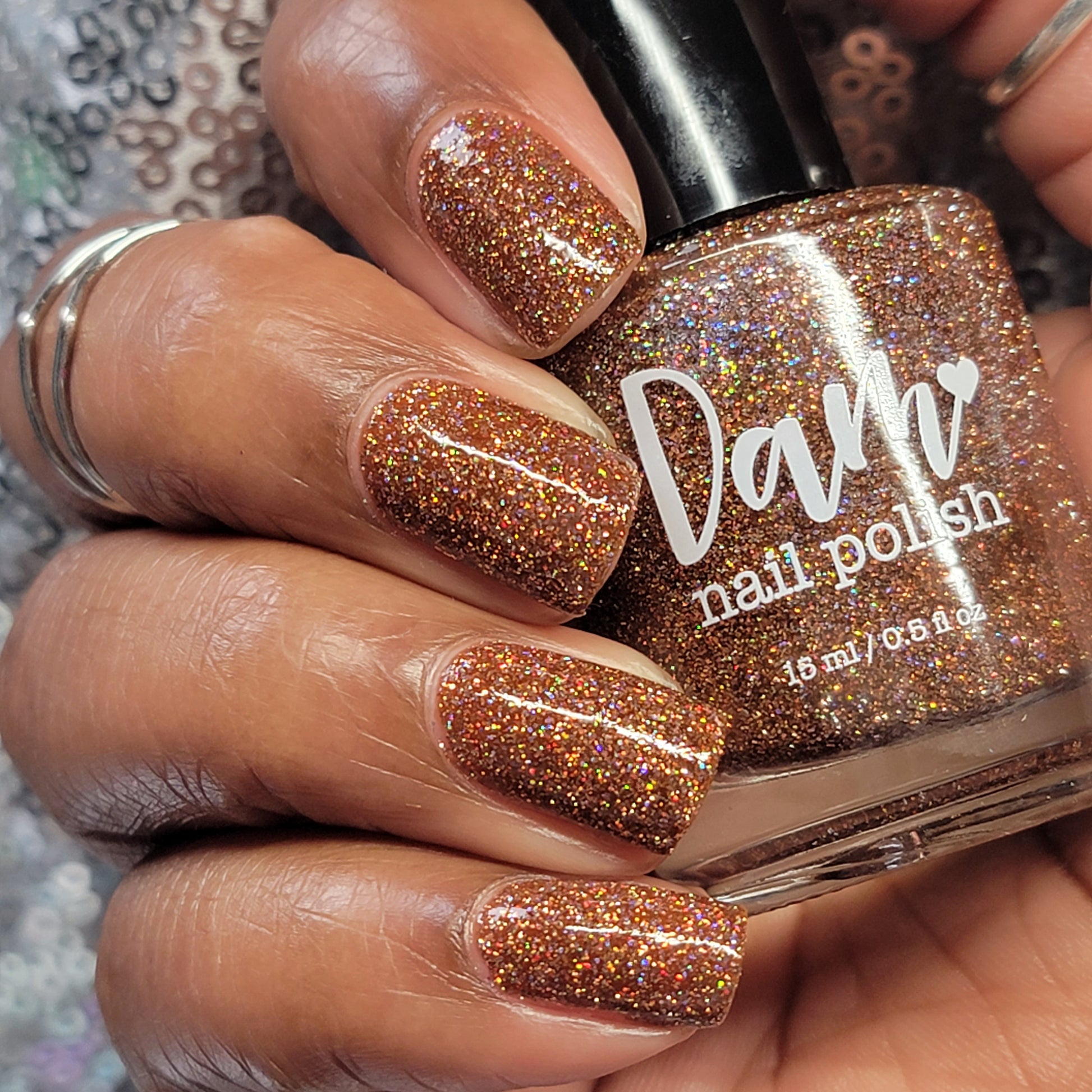 The Stakes Are Deadly - Burnt Orange Reflective Glitter Nail Polish - Bitten Collection - Dam Nail Polish