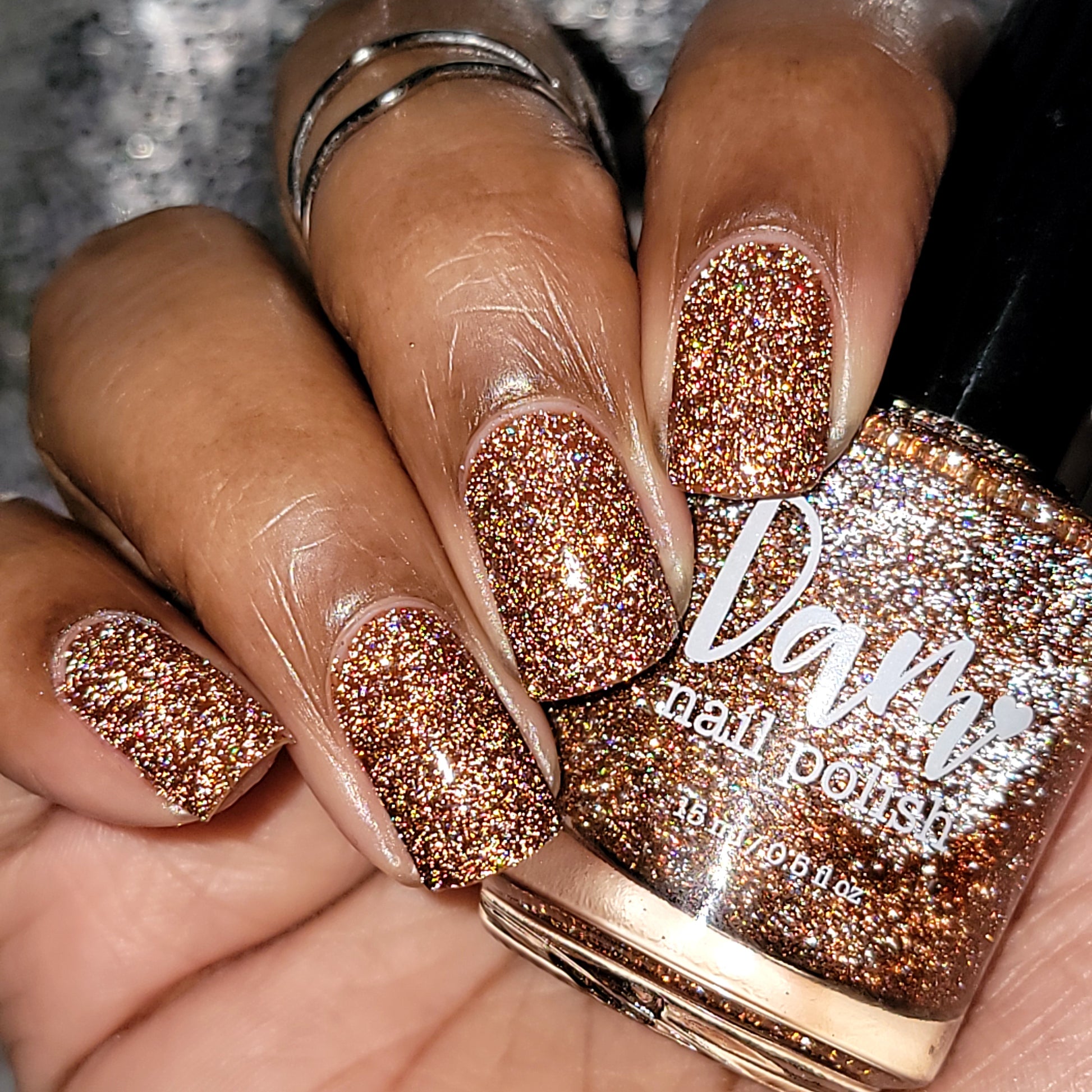 The Stakes Are Deadly - Burnt Orange Reflective Glitter Nail Polish - Bitten Collection - Dam Nail Polish