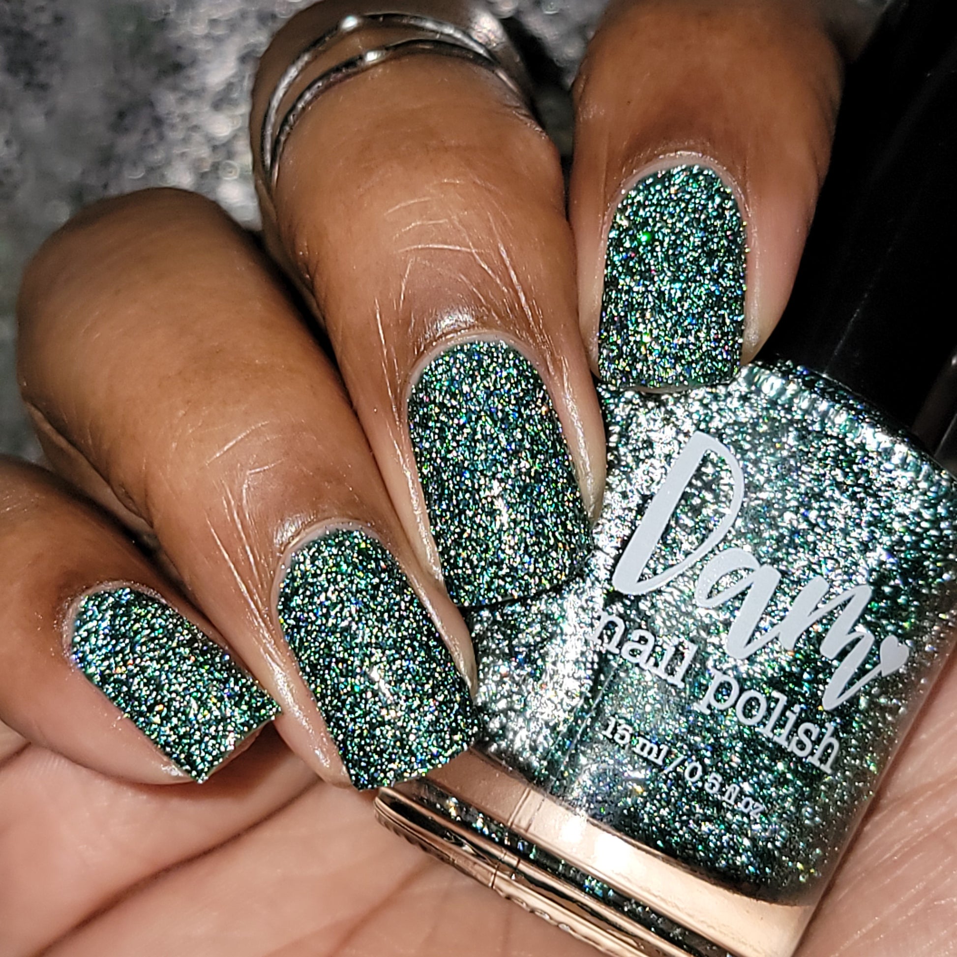 Eternal - Deep Green Reflective Glitter Nail Polish - Bitten Collection - Dam Nail Polish