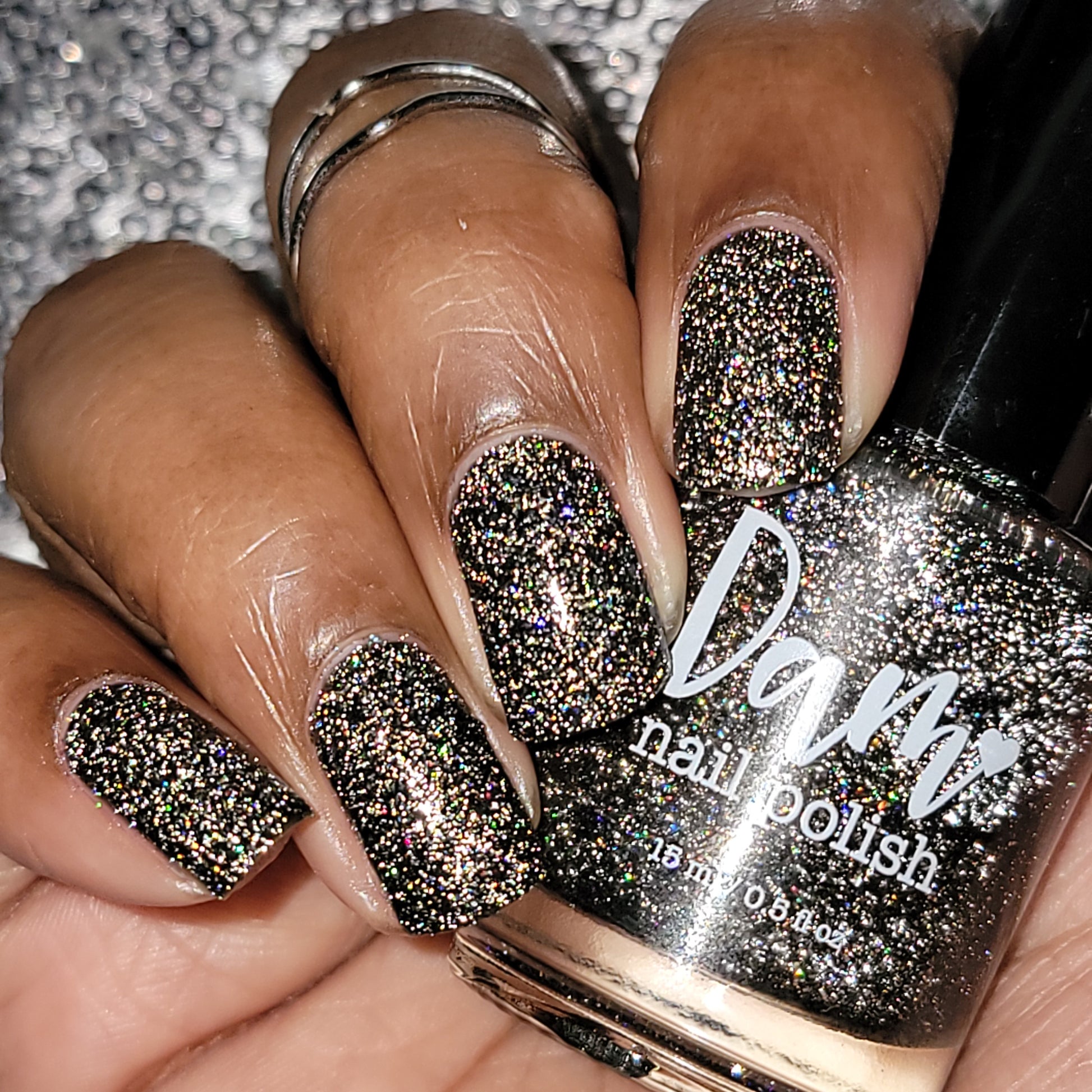 Shadow Dweller - Black Reflective Glitter Nail Polish - Bitten Collection - Dam Nail Polish