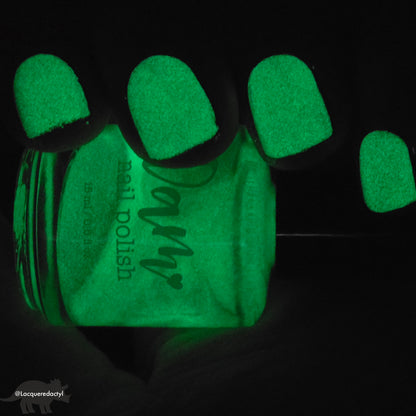 Whatever This Is, Yes. - Green Shimmer Nail Polish - Glow in the Dark Nail Polish - Prugly Polish Pals Facebook Group Custom 2025 - Dam Nail Polish