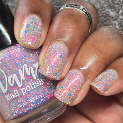 Squid Pro Quo - Pink Silver Nail Polish - Reflective Glitter Nail Polish - Squids Fly High Sibling