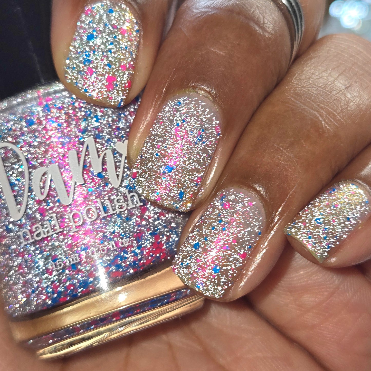 Squid Pro Quo - Pink Silver Nail Polish - Reflective Glitter Nail Polish - Squids Fly High Sibling