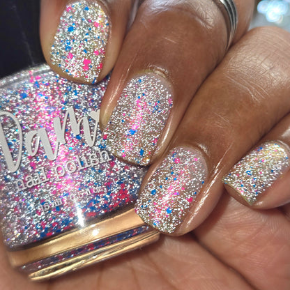 Squid Pro Quo - Pink Silver Nail Polish - Reflective Glitter Nail Polish - Squids Fly High Sibling