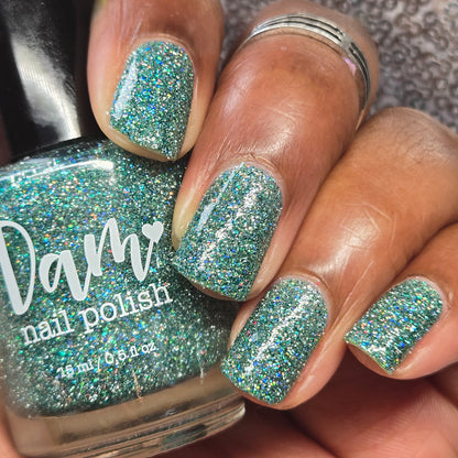 Undying Devotion - Green Nail Polish - Reflective Glitter Nail Polish - Bitten Collection