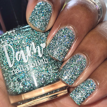 Undying Devotion - Green Nail Polish - Reflective Glitter Nail Polish - Bitten Collection