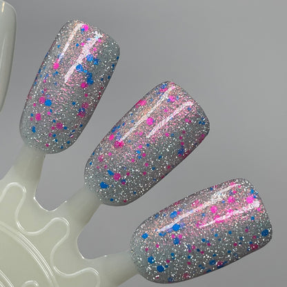 Squid Pro Quo - Pink Silver Nail Polish - Reflective Glitter Nail Polish - Squids Fly High Sibling - Dam Nail Polish