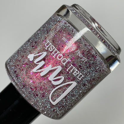 Jelly Bean Around the World - Pink Silver Nail Polish - Reflective Glitter Nail Polish - Sugar Rush Collection - Dam Nail Polish