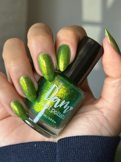 Maps - Lime Green Shimmer Nail Polish - Bonus Track Collection - Dam Nail Polish
