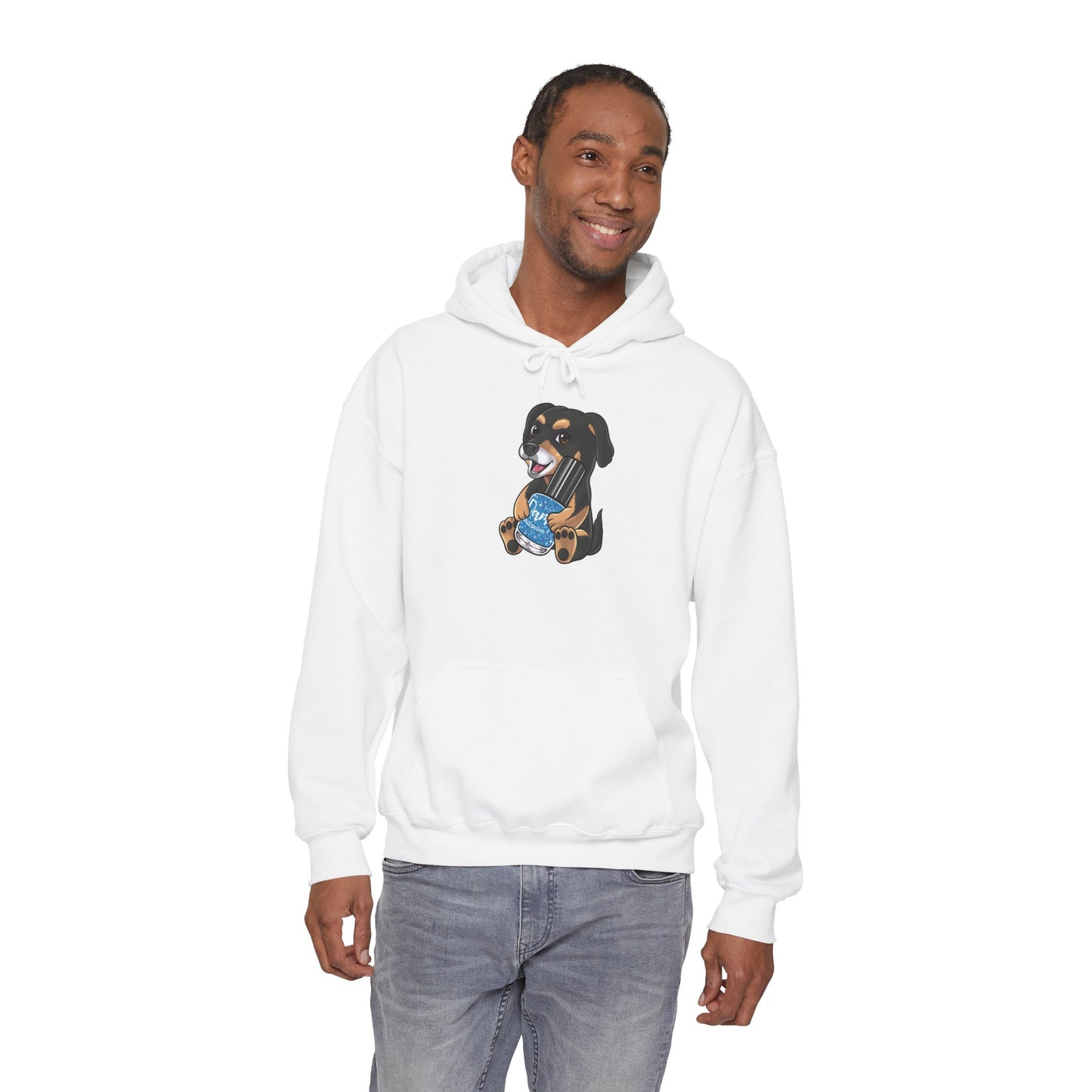 Snickers the Polish Loving Puppy -  Cute Dog Lover Sweatshirt - Unisex Heavy Blend™ Hooded Sweatshirt - Dam Nail Polish