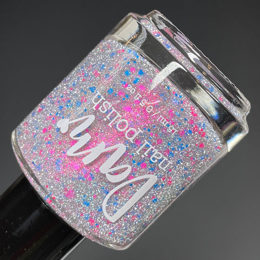 Squid Pro Quo - Pink Silver Nail Polish - Reflective Glitter Nail Polish - Squids Fly High Sibling - Dam Nail Polish