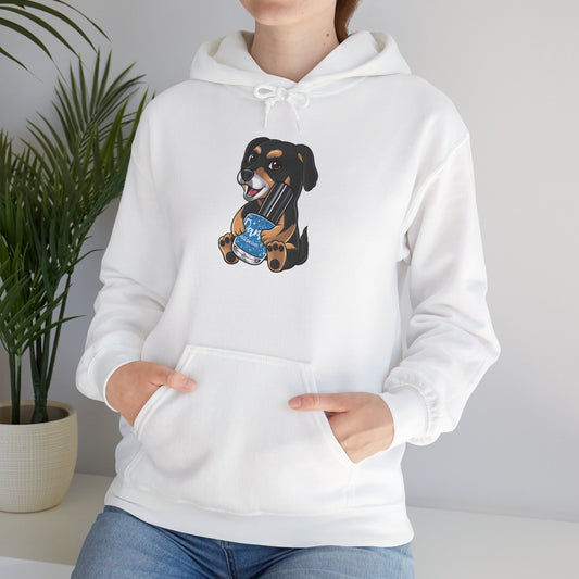 Snickers the Polish Loving Puppy -  Cute Dog Lover Sweatshirt - Unisex Heavy Blend™ Hooded Sweatshirt - Dam Nail Polish