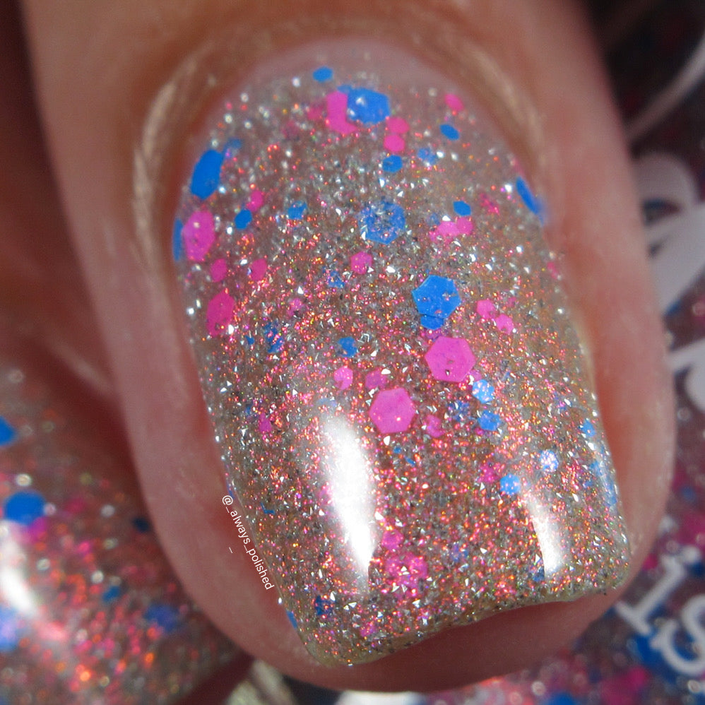 Squid Pro Quo - Pink Silver Nail Polish - Reflective Glitter Nail Polish - Squids Fly High Sibling